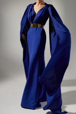 Dalal Cape-Dress In Royal-Blue