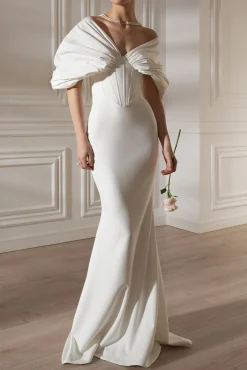 Dina Crepe Taffeta Dress In Off-White