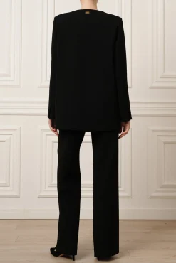 Dona Jersey Double-Breasted Jacket In Black