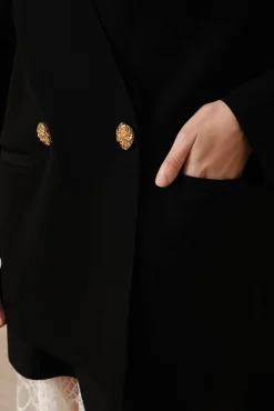 Dona Jersey Double-Breasted Jacket In Black