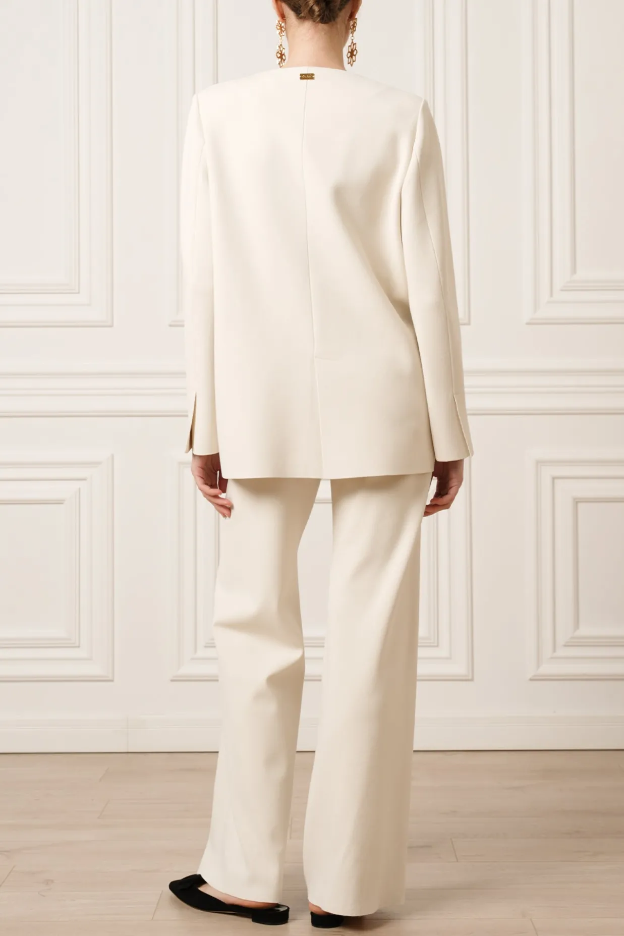 Dona Jersey Double-Breasted Jacket In Off-White