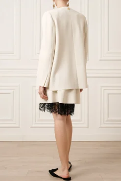 Dona Jersey Double-Breasted Jacket In Off-White