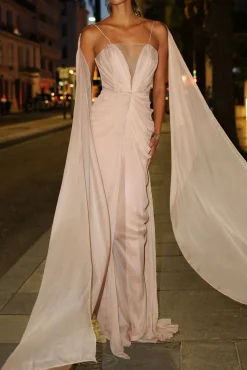 Dream Silk Chiffon Dress In Blush