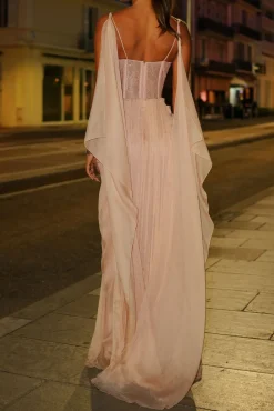 Dream Silk Chiffon Dress In Blush