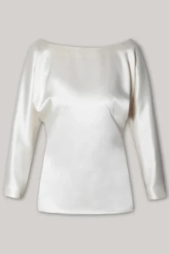 Elegant Satin Blouse In Ivory