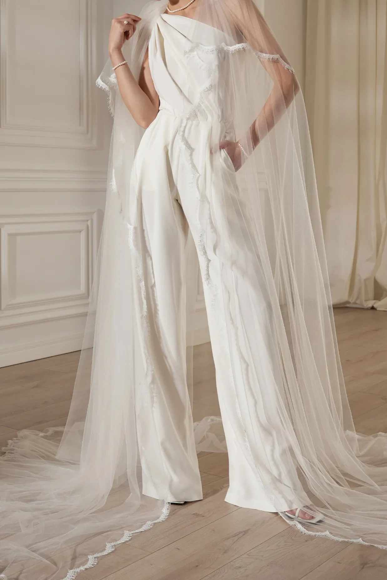Elena Crepe Jumpsuit In Off-White
