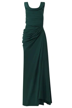 Eve Long Dress In Dark-Green
