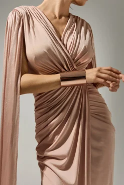Evelyn Cape-Dress In Desert-Sand