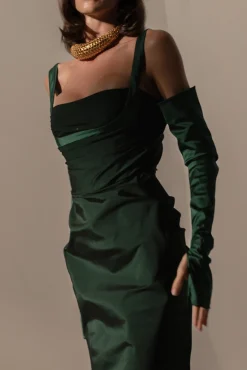 Farah Dress In Forest-Green