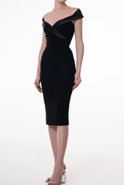 Farida Crepe Midi Dress In Black