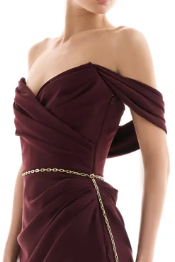 Gaia Long Dress In Burgundy