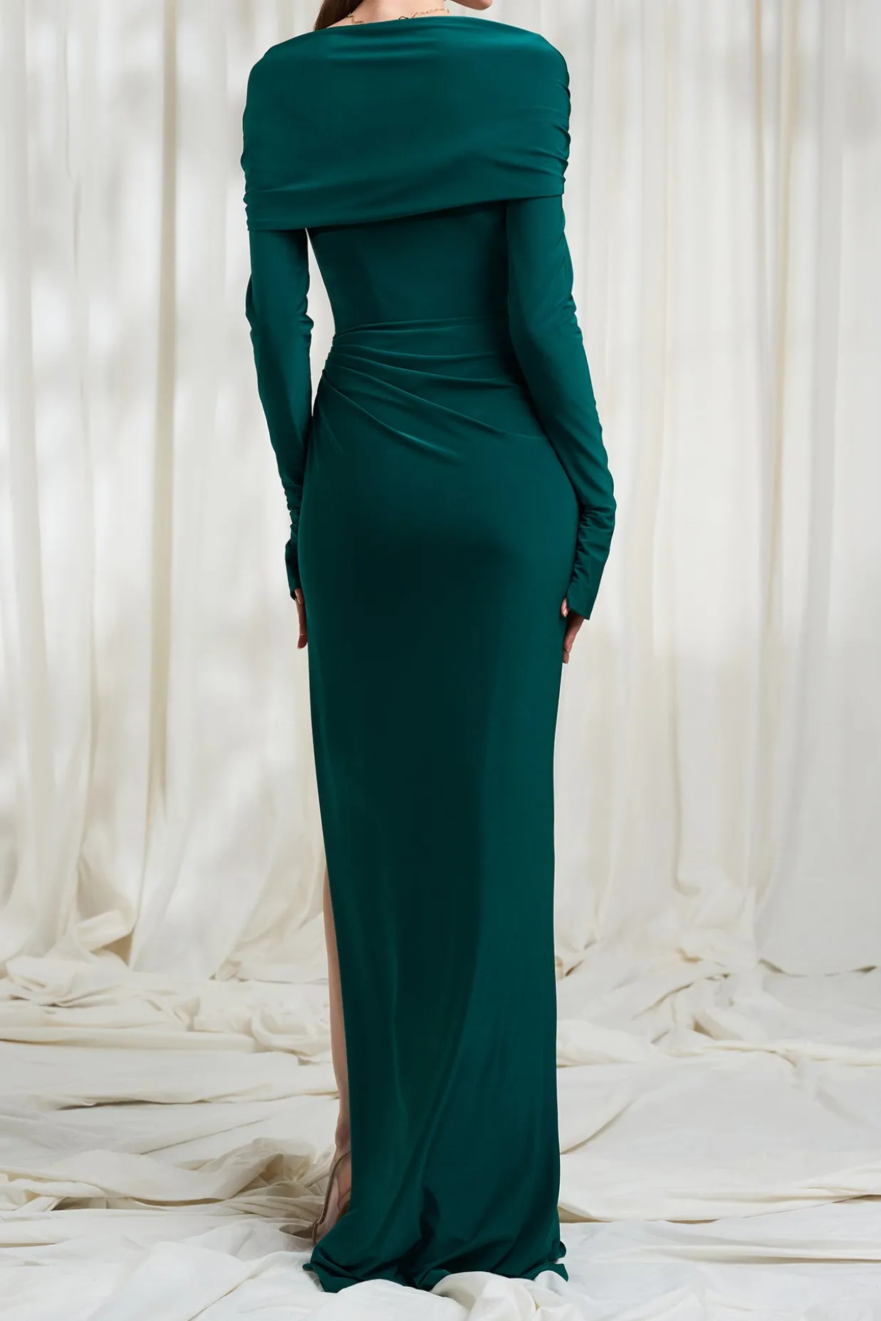 Gemma Jersey Long Dress In Ivy-Green