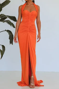 Iara Jersey Long Dress In Orange