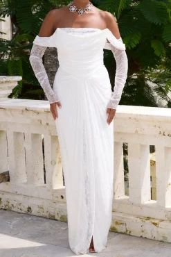 Ines Stretch Lace Dress In Off-White