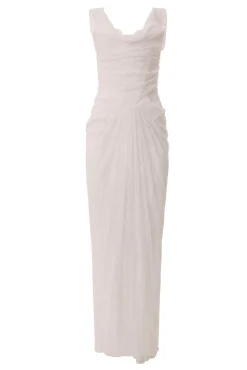 Ines Stretch Lace Dress In Off-White