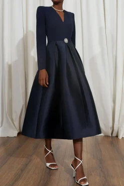 Ivy Midi Dress In Midnight-Blue