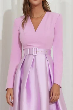 Ivy Soft Lilac Crepe And Mikado Long Dress