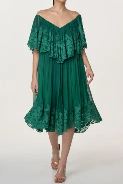 Jade Emerald Boho Midi Dress