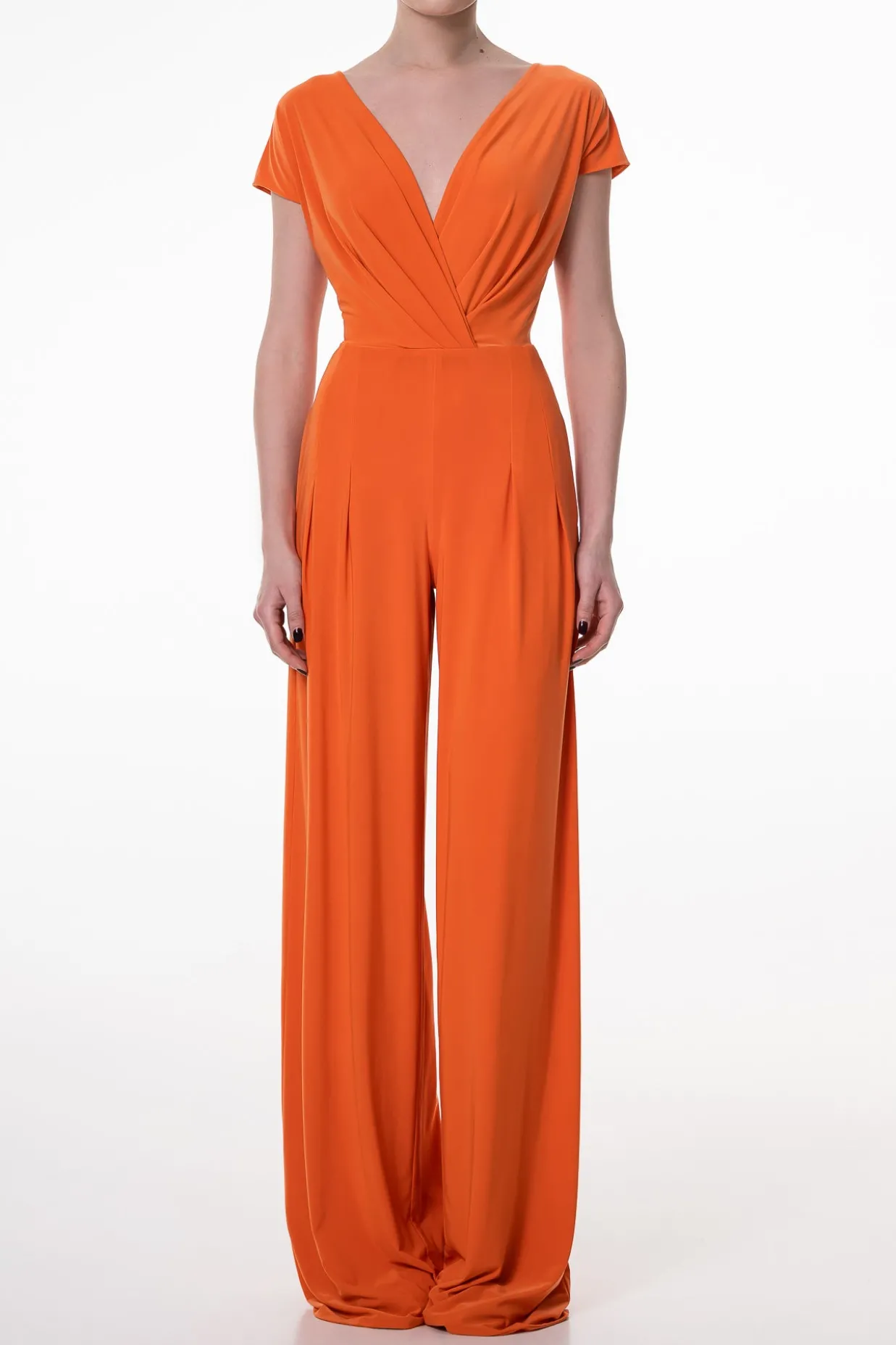 Joan Jersey Jumpsuit In Hot-Orange
