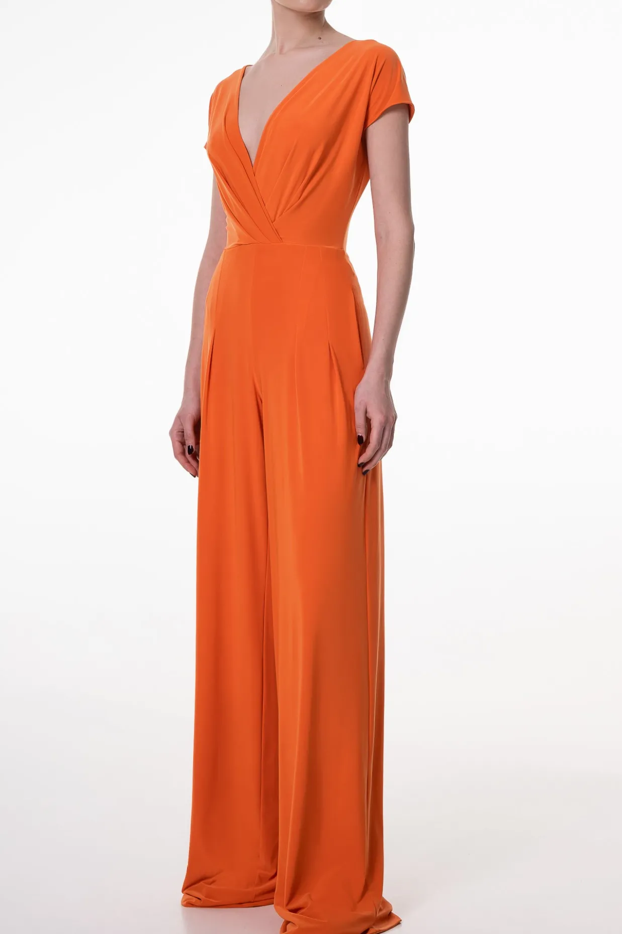 Joan Jersey Jumpsuit In Hot-Orange
