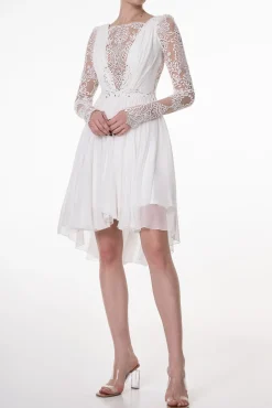 Joelle with Crystals Boho Short Dress In Ivory