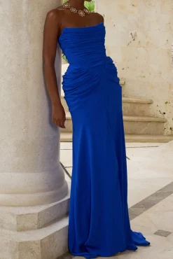 Kala Crepe Long Dress In Mediterranean-Blue