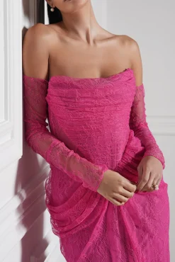 Kala Lace Dress In Raspberry