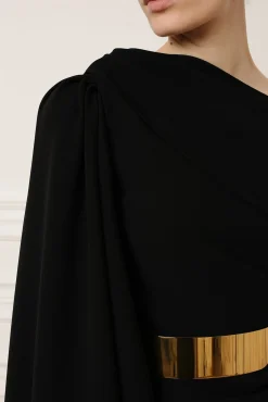 Karen One-Shoulder Midi Dress In Black
