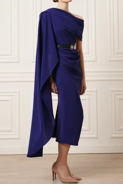 Karen One-Shoulder Midi Dress In Royal Blue