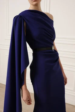 Karen One-Shoulder Midi Dress In Royal Blue