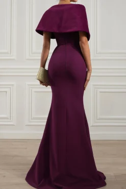 Kavya Crepe Velvet Gown In Dark-Purple