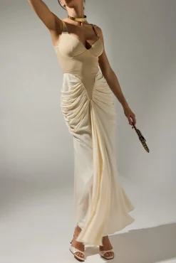 Kiara Ankle Length Dress In Cream-Nude