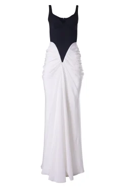 Kiara Long Dress In Black-White