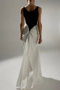 Kiara Long Dress In Black-White