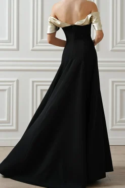 Kylie Long Dress In Black-Gold