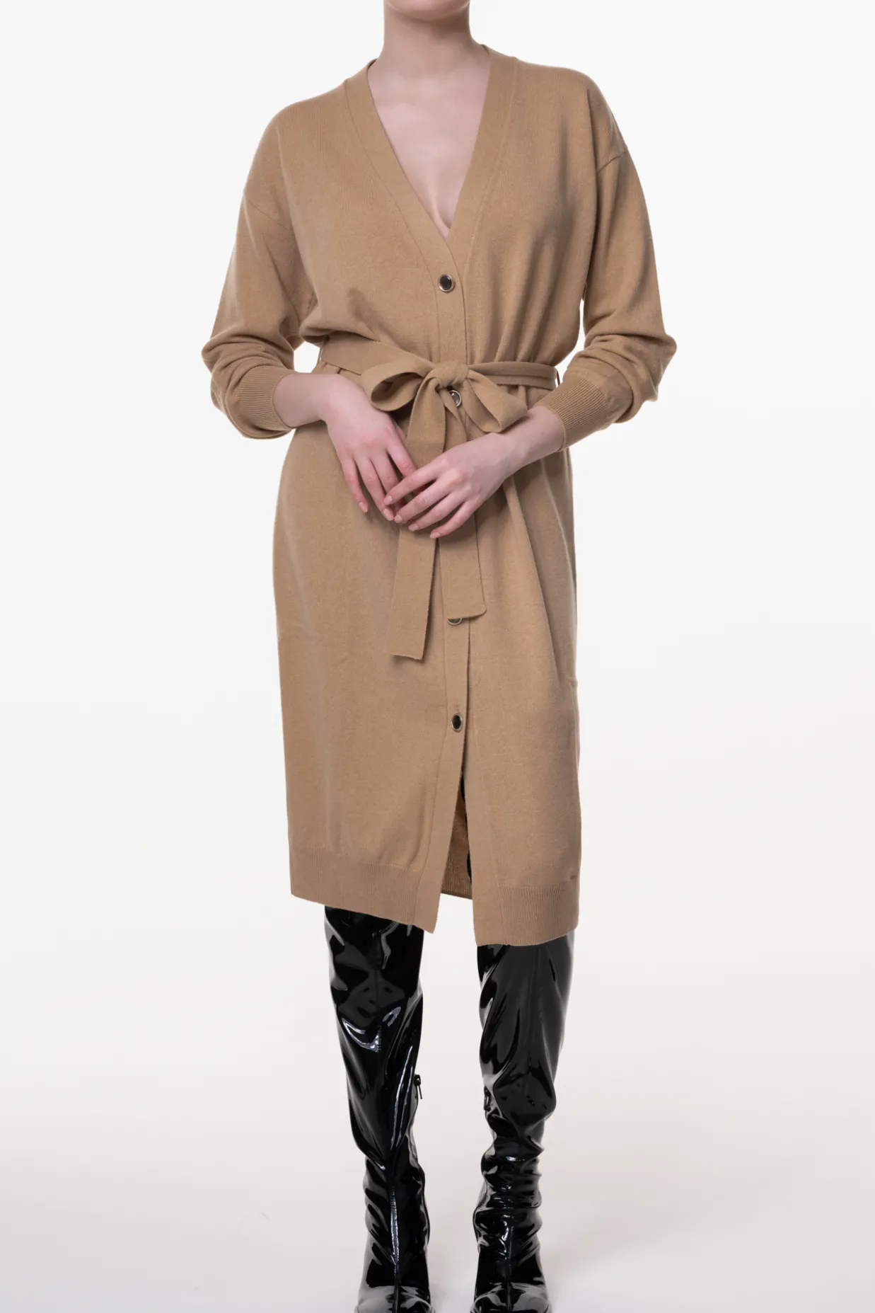 Lani Cashmere Long Cardigan In Dune