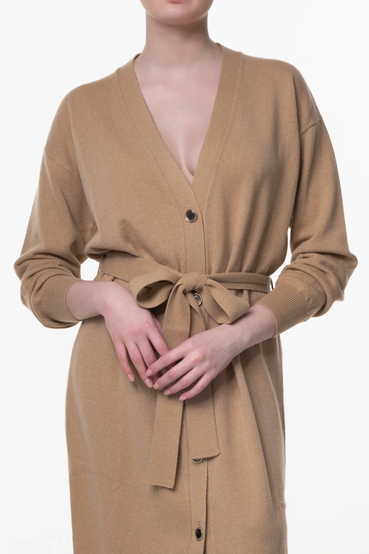 Lani Cashmere Long Cardigan In Dune
