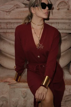 Lani Cashmere Long Cardigan In Cuir De Russie
