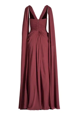 Layla Long Cape-Dress In Burgundy