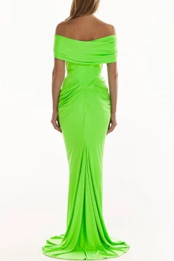 Lorene Jersey Dress In Neon Green