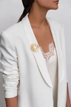 Lotus Brooch - Gold With Crystals