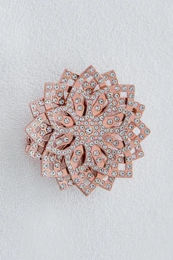 Lotus Brooch - Rose-Gold With Crystals