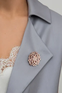 Lotus Brooch - Rose-Gold With Crystals