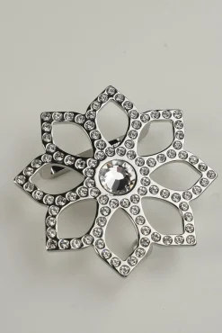 Lotus Leather Waist Belt In Saffiano Black With Silver Buckle