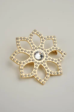 Lotus Single Flower Brooch In Gold-Plated
