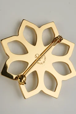Lotus Single Flower Brooch In Gold-Plated