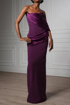 Marwa Long Dress In Plum