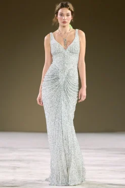 Melek Dress In White-Silver