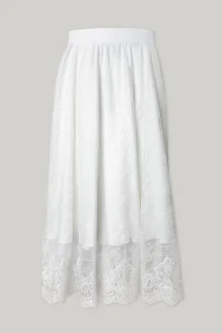 Midi Lace Ivory Skirt With Midi Underskirt