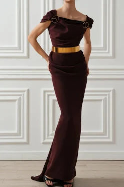 Nira Long Dress In Burgundy